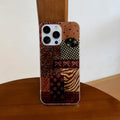 Retro patchwork leopard print mobile phone case suitable for iphone17promax apple 16/15/14 anti-fall soft case wholesale