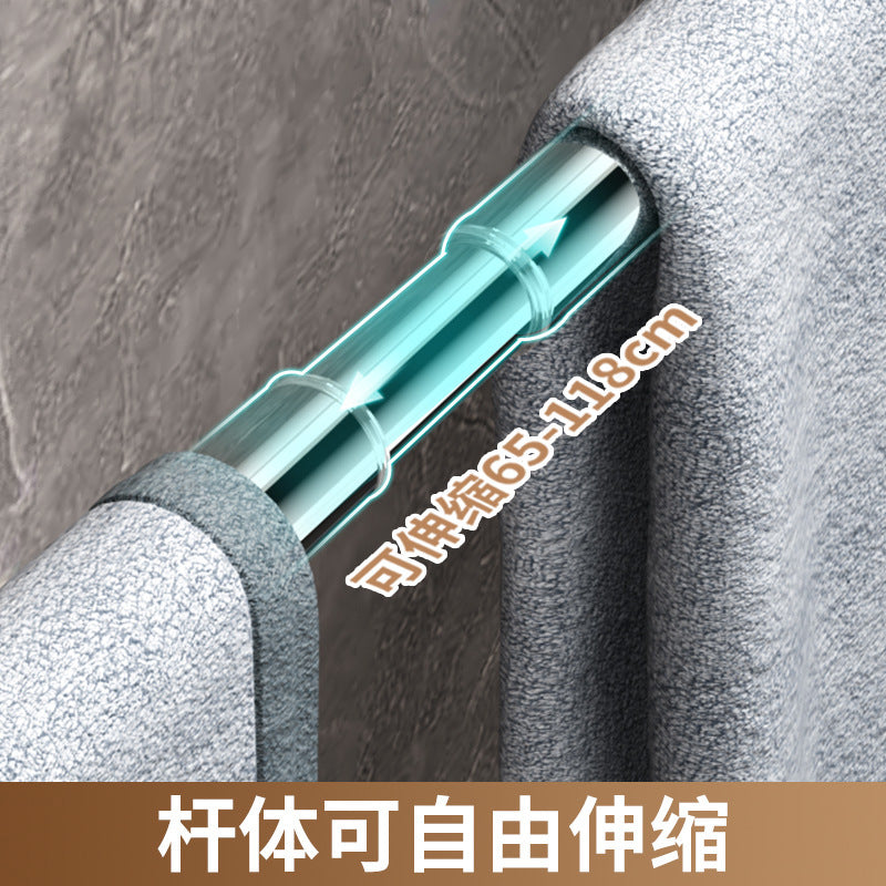 No punching suction cup towel rack No punching bath towel storage hanger Wall-mounted bathroom Stainless steel telescopic rack