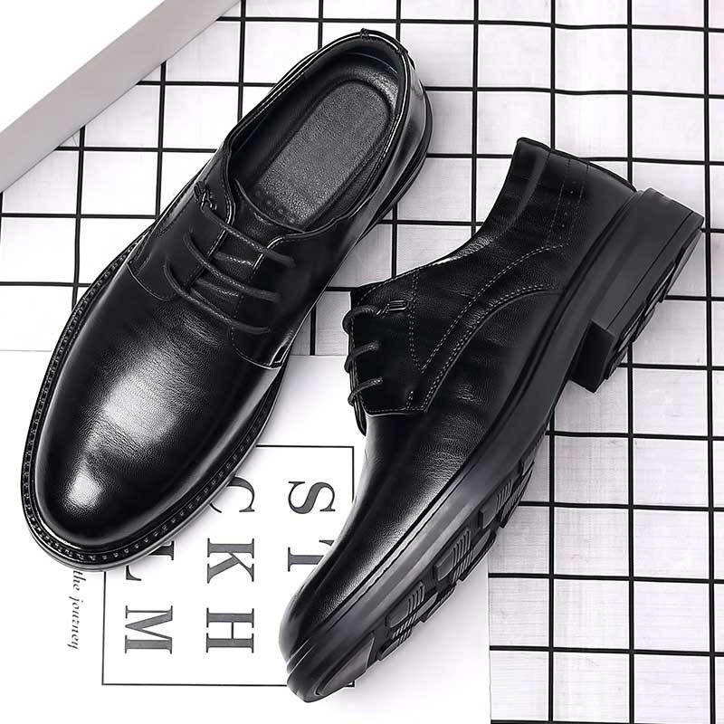 Men's leather dress shoes - soft leather, soft sole - live stream, business formal, youth casual, groomsmen, wedding shoes