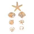 Starfish ring wholesale european and american cross-border jewelry ocean style ins high-end ring 7-piece set conch open ring