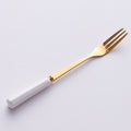 Custom stainless steel fruit fork set with ceramic fruit fork jar - multi-purpose pen holder, high-value fruit forks, customizable designs