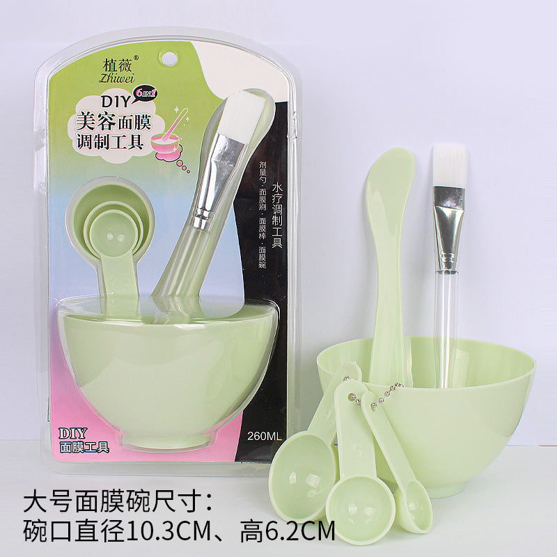 Zhiwei 6-piece suit beauty plastic mask bowl tool mask stick spoon makeup brush large and small size chinese and english version