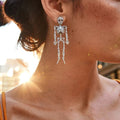 Halloween earrings wholesale fashion cross-border diamond-encrusted skull alloy jewelry pumpkin head witch earrings bat earrings