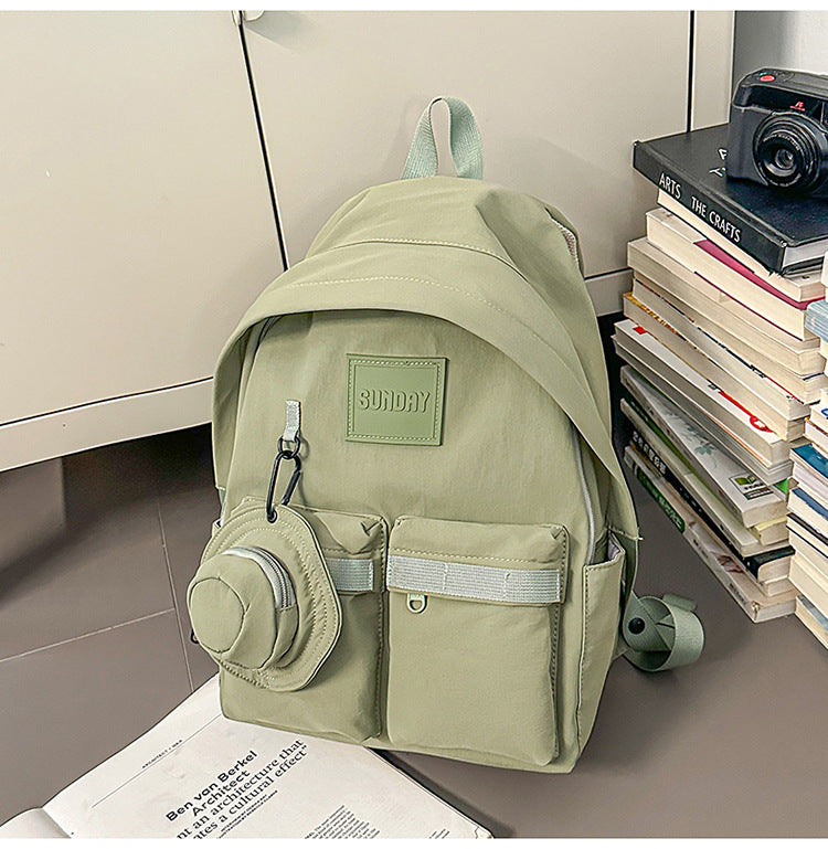 Backpack, lightweight outdoor, large capacity, niche style, pure color, travel, work clothing, school bag, student, good-looking, contrast color, lightweight school bag