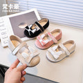 Vancahao niche style design velvet girlbows princess shoes  spring and autumn new arrivalkids small leather shoes