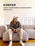 Cream style tofu block sofa retronormcorepopular designer home quiet style corduroy cloth living room modular sofa