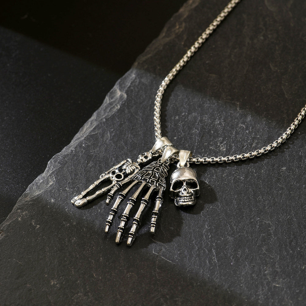 Halloween punk necklace wholesale cross-border hip-hop dark style skull palm pendant niche exaggerated spider jewelry
