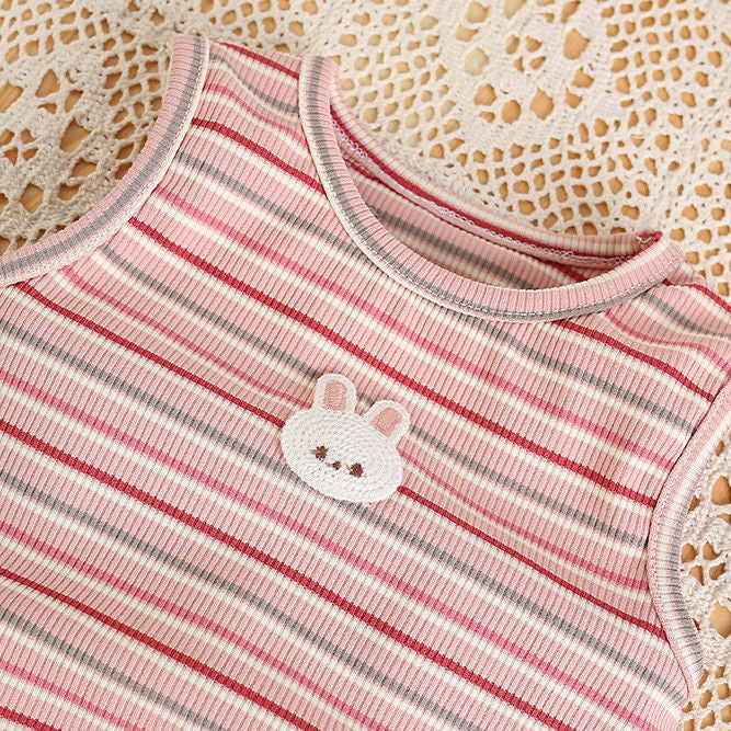Summer baby clothes for girls: stylish striped lightweight tank top romper - super cute newborn bodysuit for outdoor wear