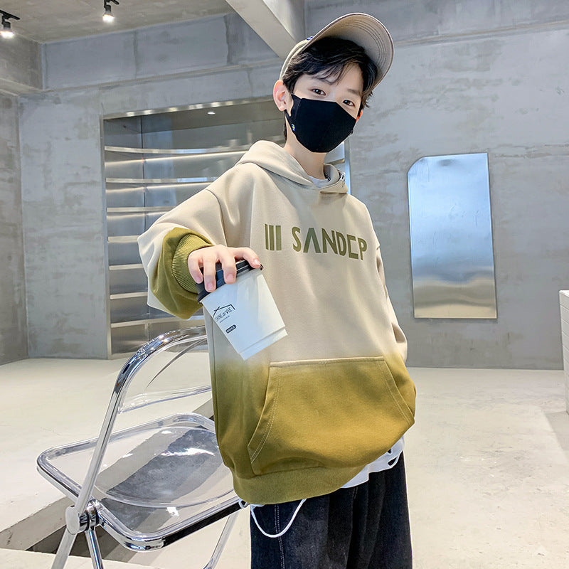 Boys' hooded sweatshirt - spring/autumn style,  autumn new arrival, outerwear, autumn top, trendy & stylish, mid-to-large size children's clothing, long sleeve