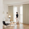 Minimalist cream cotton linen blackout curtains for living room and bedroom - premium light blocking fabric, wholesale from shaoxing