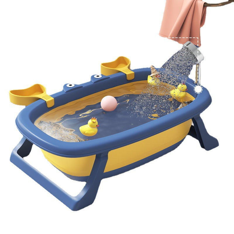 Foldable baby bathtub - plastic baby bath tub for infants and toddlers - small size, sit & lie down design - home use, newborn & infant supplies