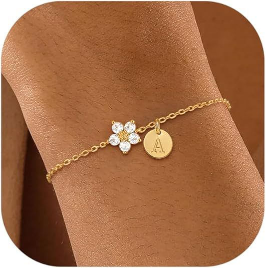 Trendy daisy letter bracelet for women - unique design, accessible luxury, exquisite zircon flower jewelry