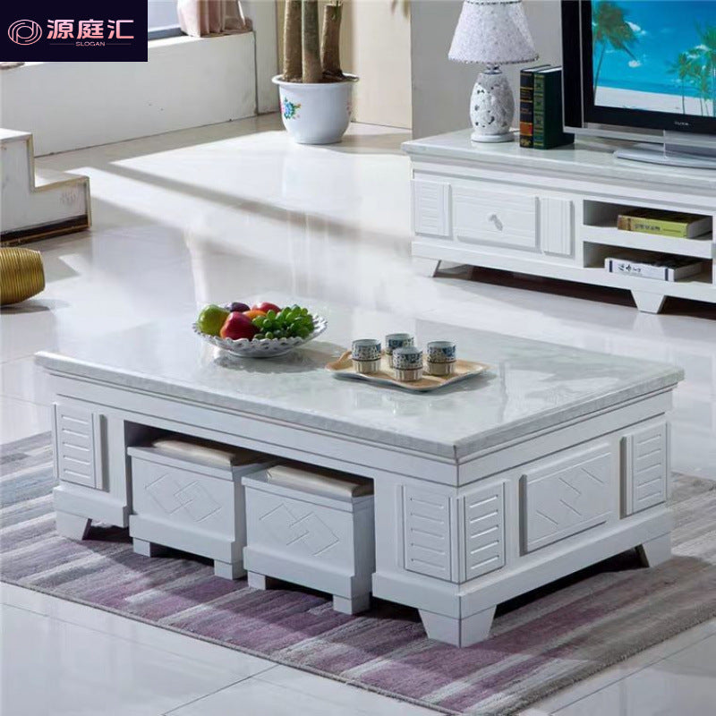 New chinoiserie solid wood coffee table tv cabinet stone surface classy fully equipped storage suitable for for home office tv cabinet