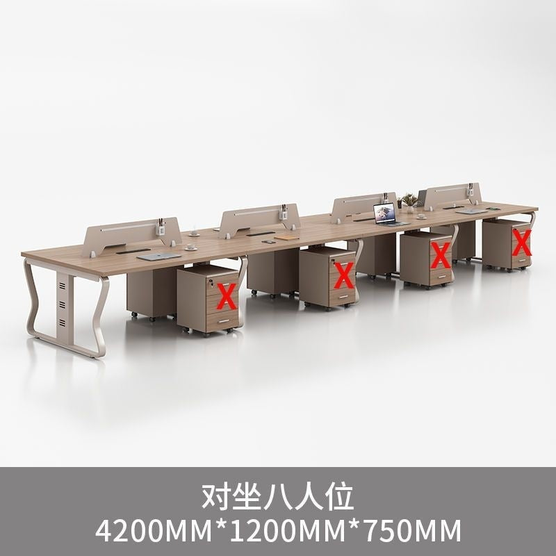Computer desk and chair set - modern minimalist conference table for meetings, partitioned multi-person office desk for employees