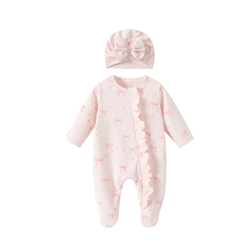 Newborn baby clothes spring outfit full month baby girl romper warm spring autumn newborn inner layer crawling suit long sleeve