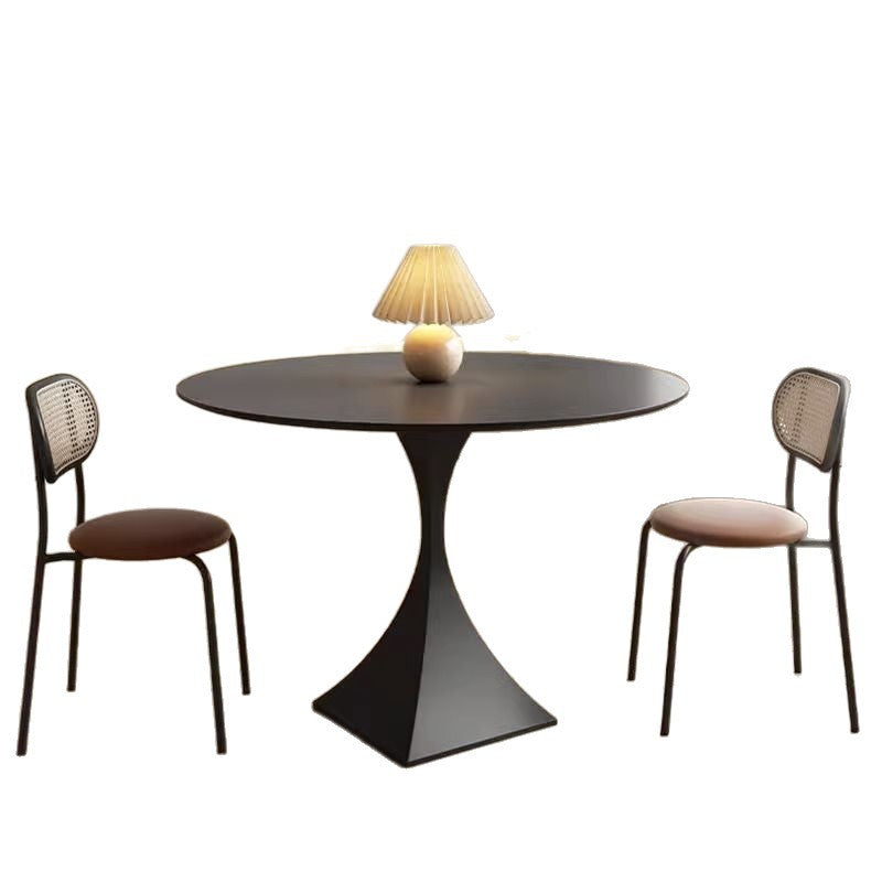 Cream wind rock board dining table and chairs simple small apartment family round table restaurant modern casual solid color Internet celebrity round table