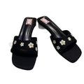 Za manufacturer silks and satins and sandals women's slippers outwear 2025new arrival summer square toe petals high heels colorful flowers