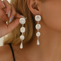 Pearl earrings wholesale european and american cross-border jewelry round tassel niche earrings exaggerated stylish long water drop earrings
