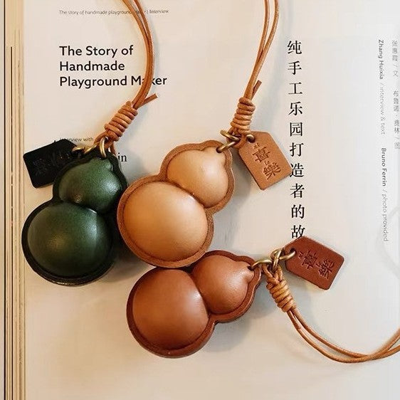 First-layer cowhide gourd pendant—2025 tianfu tianlu handmade genuine leather toys and ornaments that can be played and raised