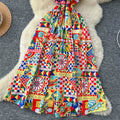 European and american fashion niche positioning printed camisole dress - women's  autumn high-end slimming long dress