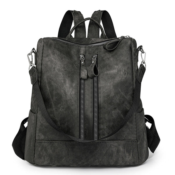 Textured commuter simple backpack women's 2025 new double zipper handbag multi-purpose leisure travel shoulder bag