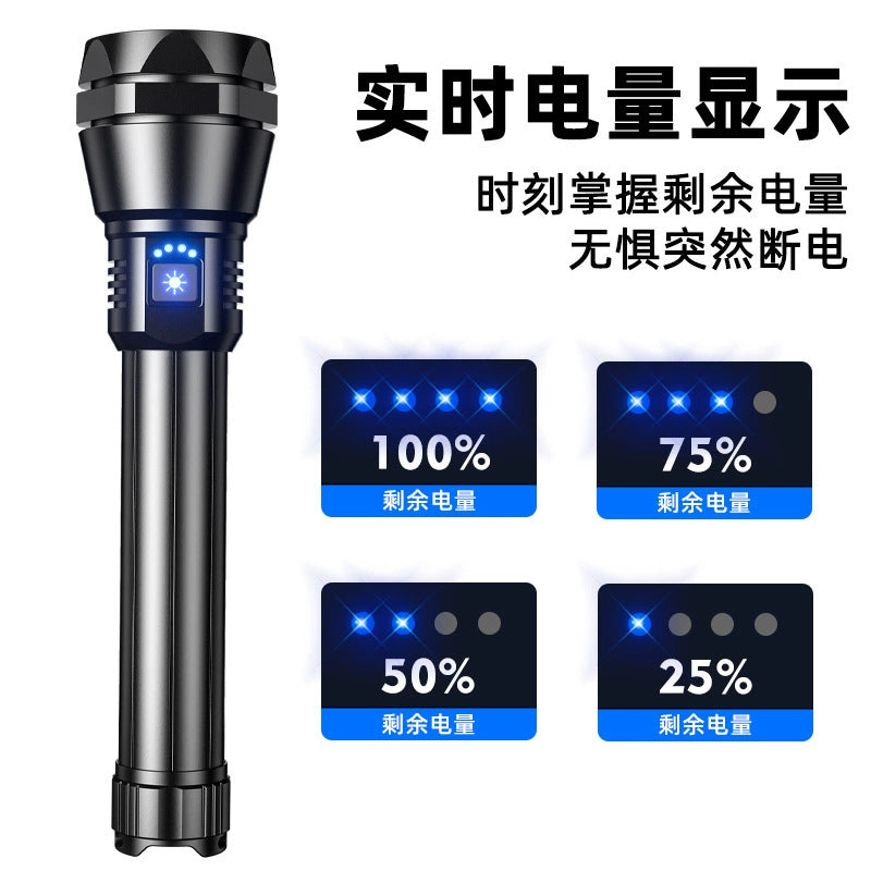 Cross-border strong light flashlight charging, portable, long battery life, outdoor long-distance shooting and waterproof multi-functional household explosive flashlight
