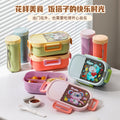 Cartoon grid lunch box, 304 stainless steel bento box, microwaveable, insulated lunch container for students and office workers