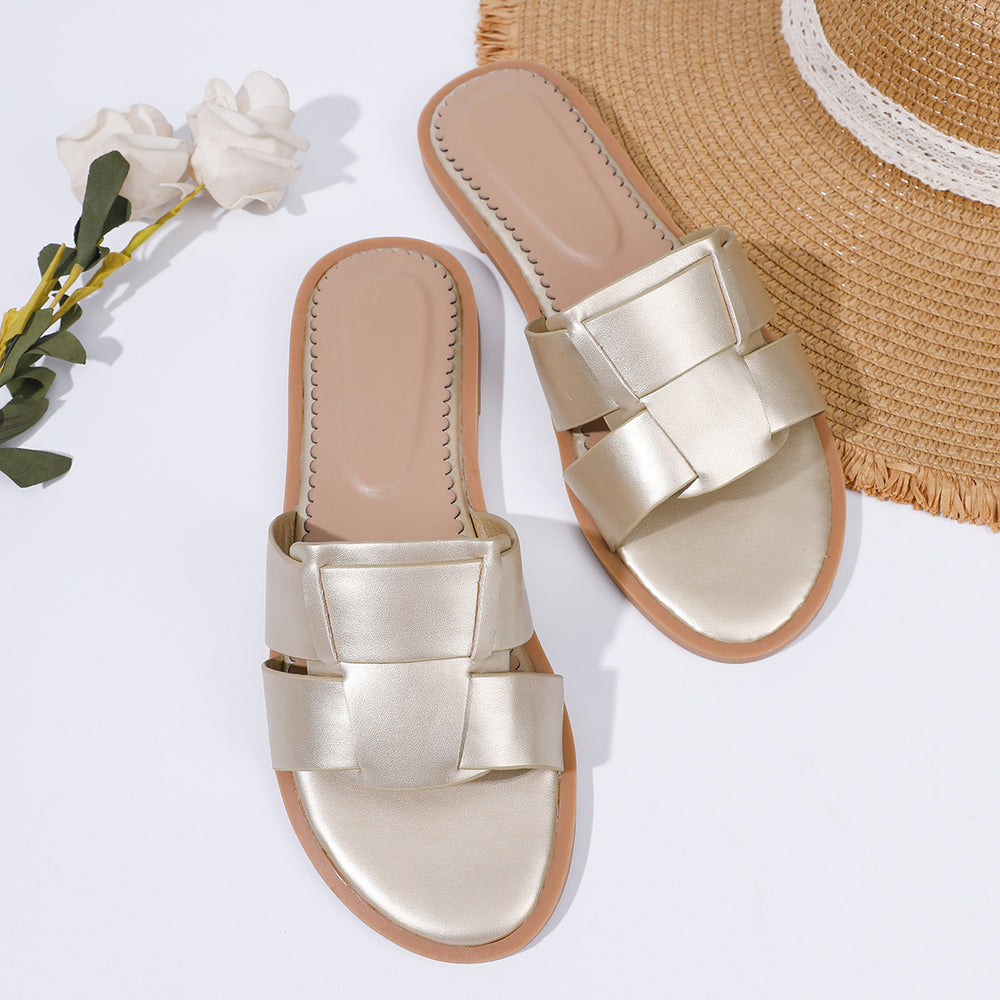 Exportplus sizenew arrival one-piece strap sandals flatsnon-slipcasual can be worn outside lazy shoes flatscasual one-piece