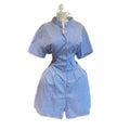 European and american cross-border women's fashion:  spring new arrival - elegant and stylish blue striped slim-fit short-sleeve shirt dress