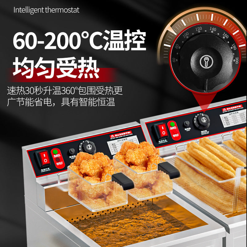 Commercial vertical electric fryer large capacity constant temperature fried chicken fried skewers stall fryer intelligent automatic single and double cylinder