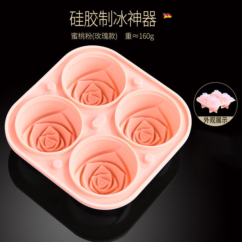 Rose Ice Grid Cartoon Silicone Frozen Ice Cube Mould Ice Maker Whiskey Ice Hockey Box Ice Grid Ice Mould