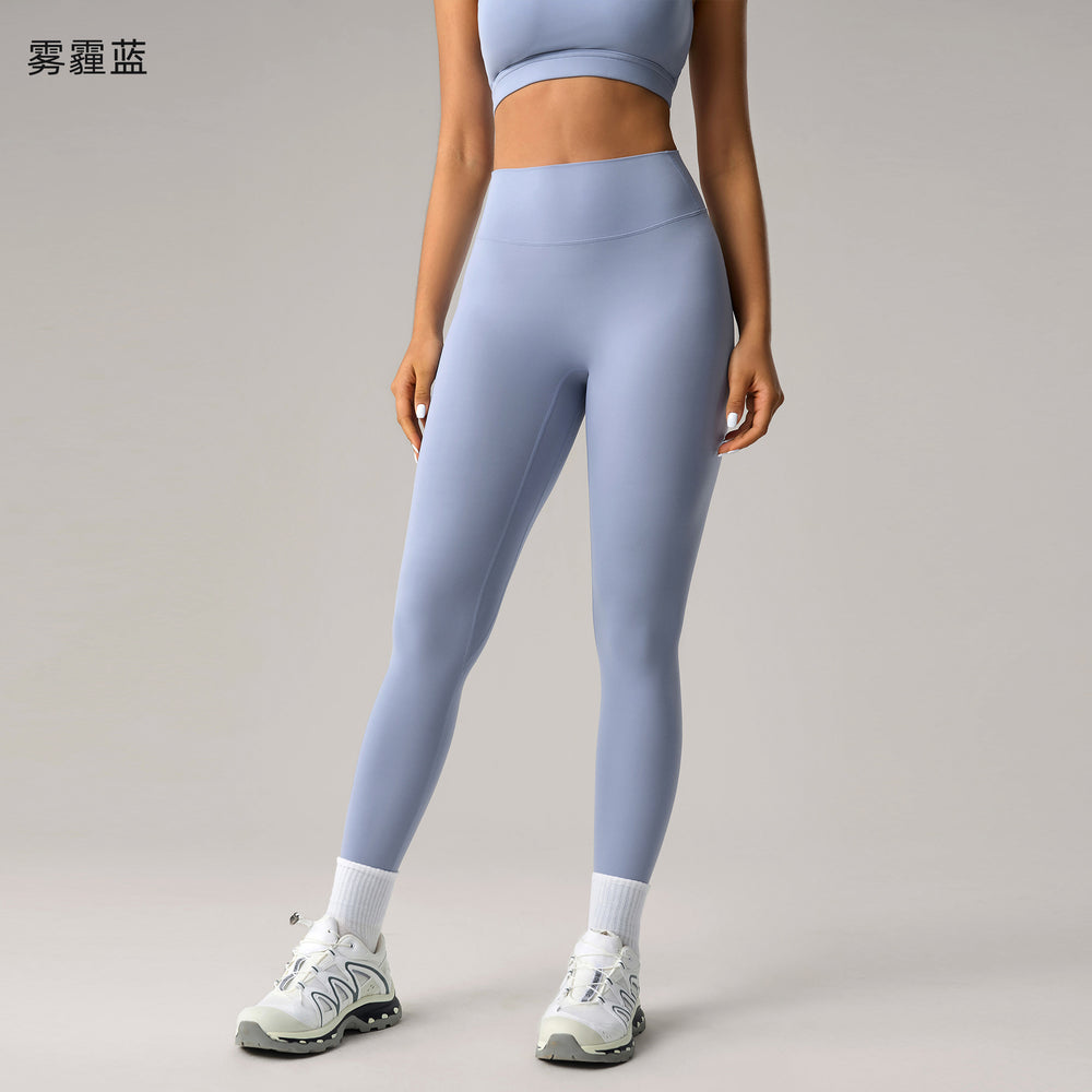 Fashion cross-border nude long sleeves yoga fitness suit women's back sports intimateshigh waist hip lifting tight nine-point pants