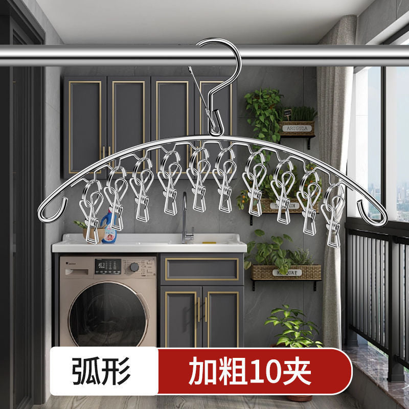 Stainless steel clothes drying rack with multiple clips intimates rack clothes drying rack balcony sock drying rack sock drying artifact sock clip