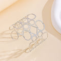 Wholesale hollow-out bangle bracelets - european & american cross-border jewelry, unique polished alloy bangles, high-end wide geometric bracelets for women