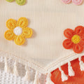Girls' 3d floral tassel suspender ruched wide-leg pants two-piece set - summer kids' country chic casual outfit