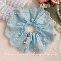 Korean dongdaemun sweet lace trim scrunchie, premium pearl hair tie, ponytail holder, durable hair accessories