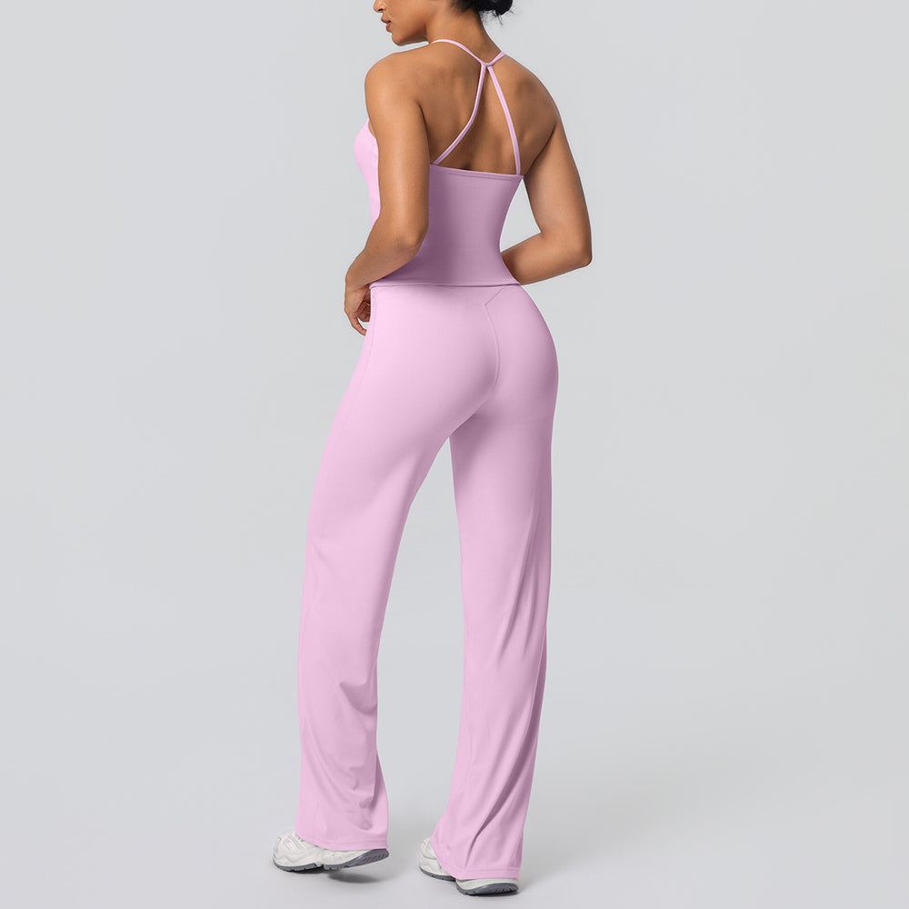High-waisted, butt-lifting, cloud-soft, quick-drying yoga set featuring a sexy camisole and racerback design. perfect for outdoor activities, casual wear, running, and fitness