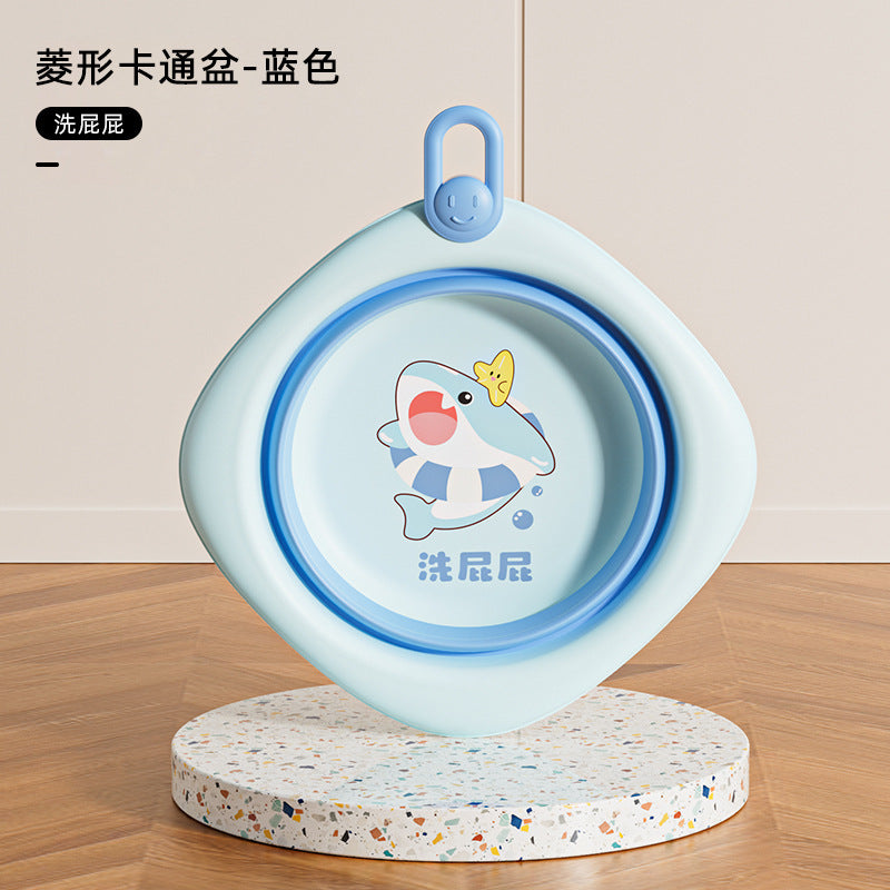 Newborn kids foldable wash basin, drop-resistant & high-temperature resistant, baby bath & bottom washing basin, home use, hangable, minimalist storage basin