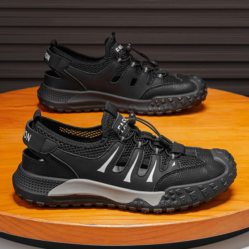 2026 summer new mesh hollow-out sandals soft sole breathable beach shoes versatile comfortable athletic casual trendy men's shoes