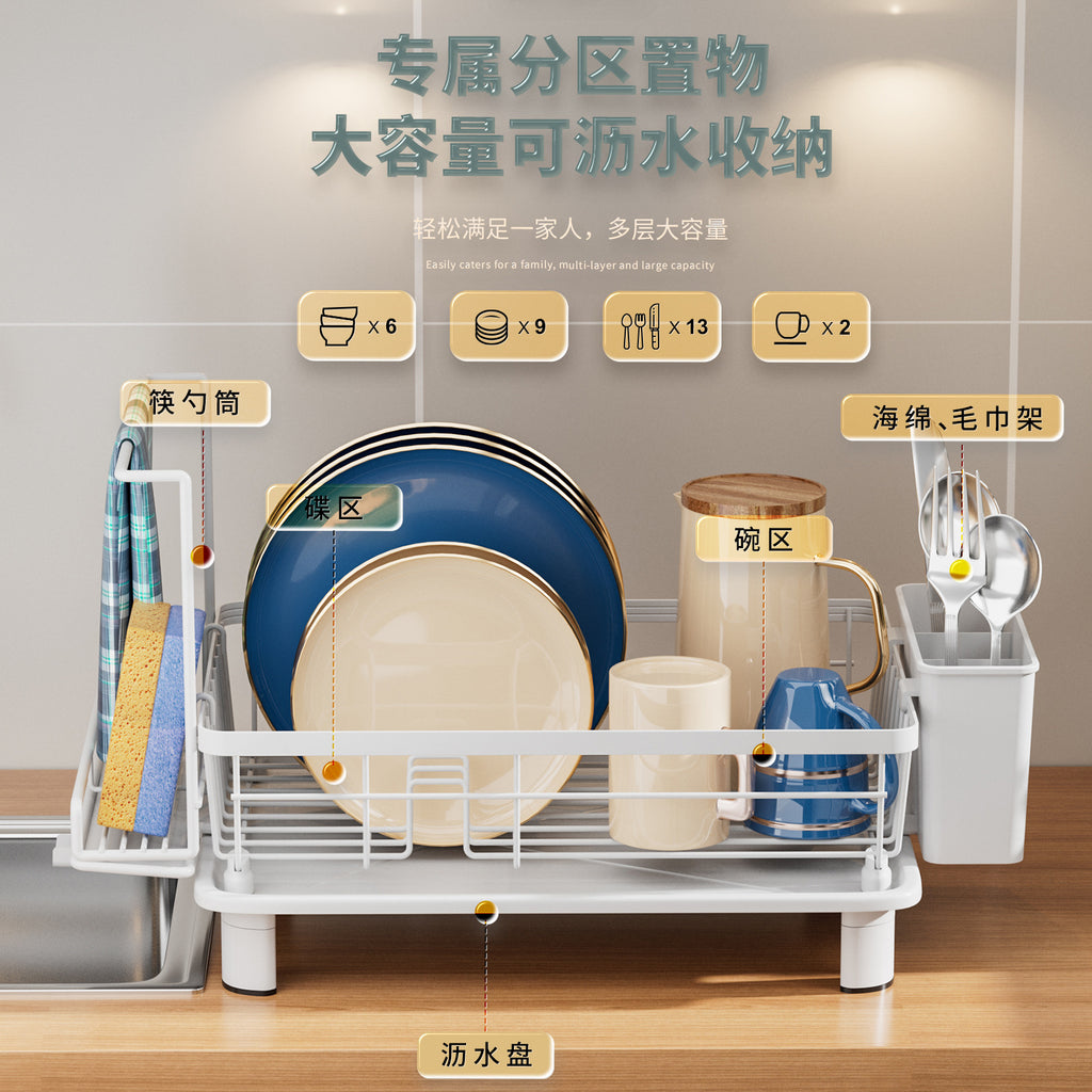 Cross-border Dish Drain Rack Multifunctional Dish Storage Box Countertop Dish Rack Sponge Rack Kitchen Shelf