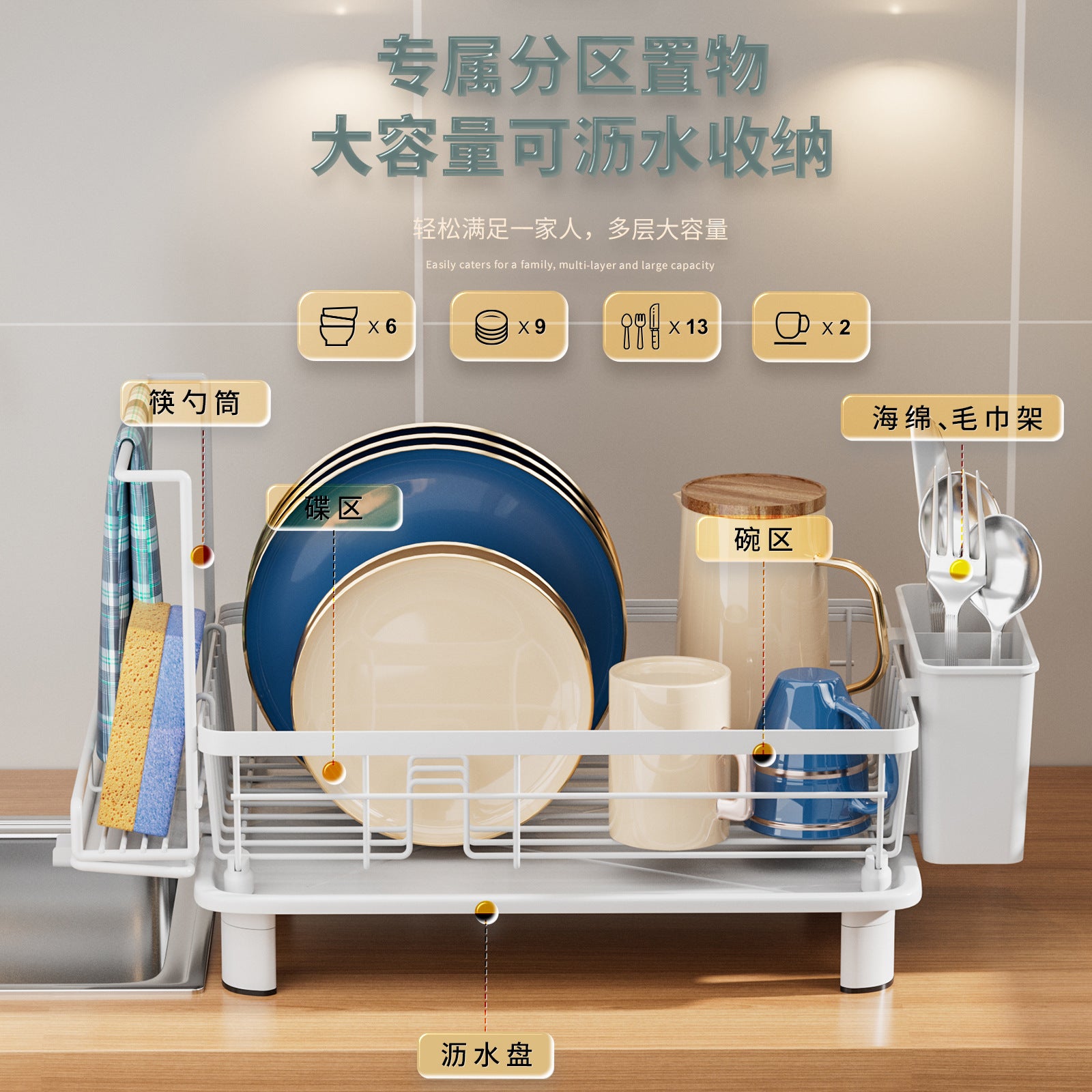 Processing Custom Single Layer Bowl Rack Kitchen Dish Storage Rack Drain Basket Sink Dishwasher Dish Rack Shelf