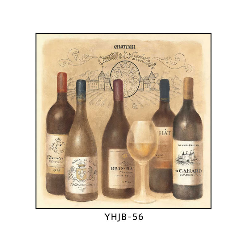 American bar decorative painting retro industrial style creative KTV box red wine glass hanging painting nostalgic wine mural