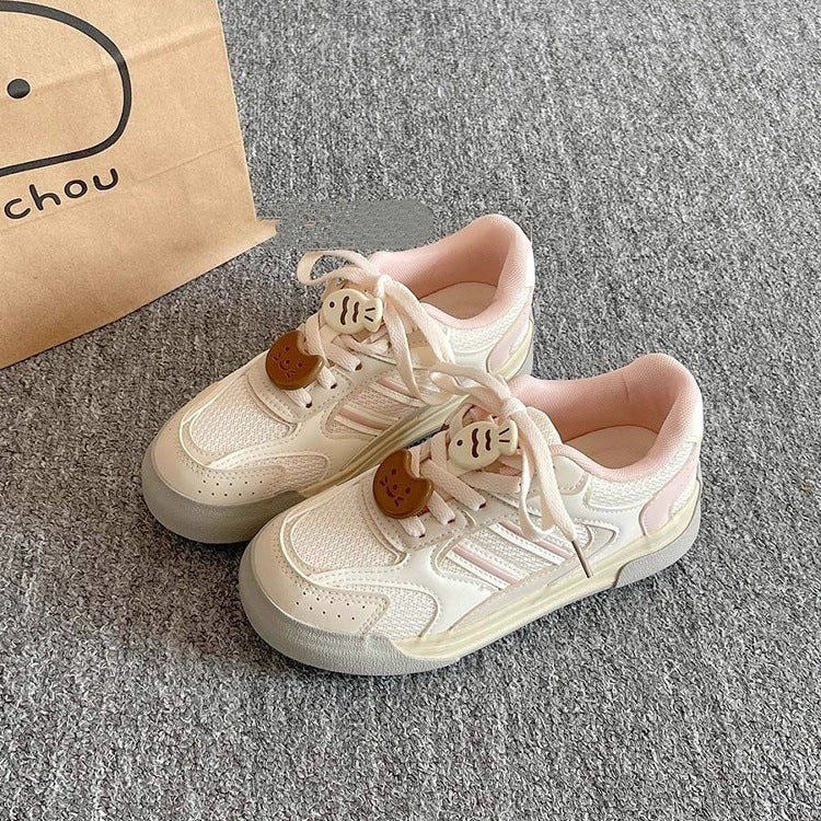 Dopamine platform mesh sneakers - women's 2026 spring/summer hot seller, versatile casual skate shoes, student cartoon athletic shoes