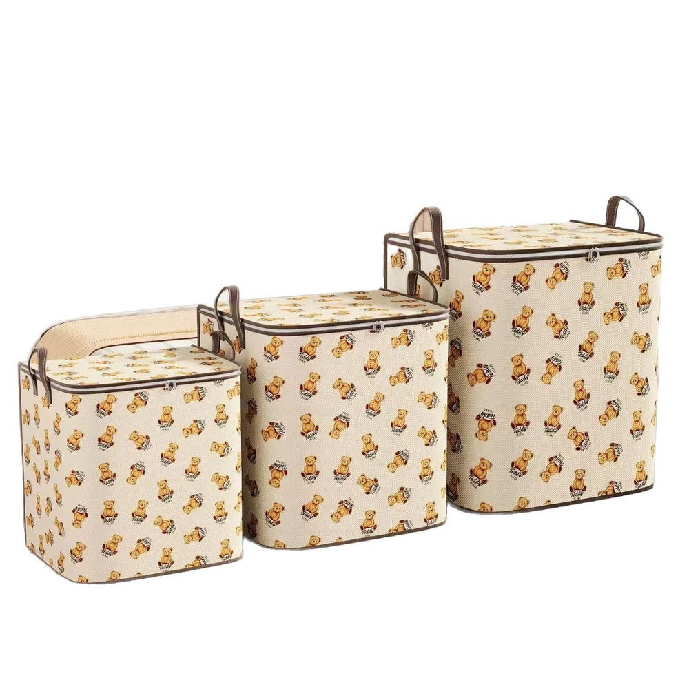 New teddy bear storage bag - collapsible fabric organizer for clothes, quilts, and toys - closet storage box