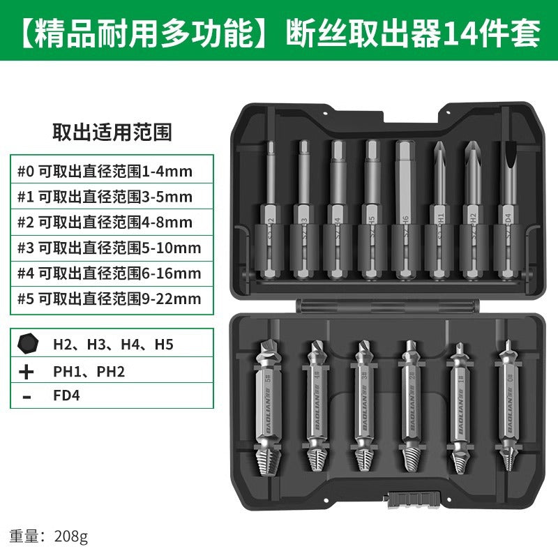 Broken wire extractor, broken screw head extractor, handy gadget, sliding wire, reverse thread taper, special wire extractor, rusty wire tap removal