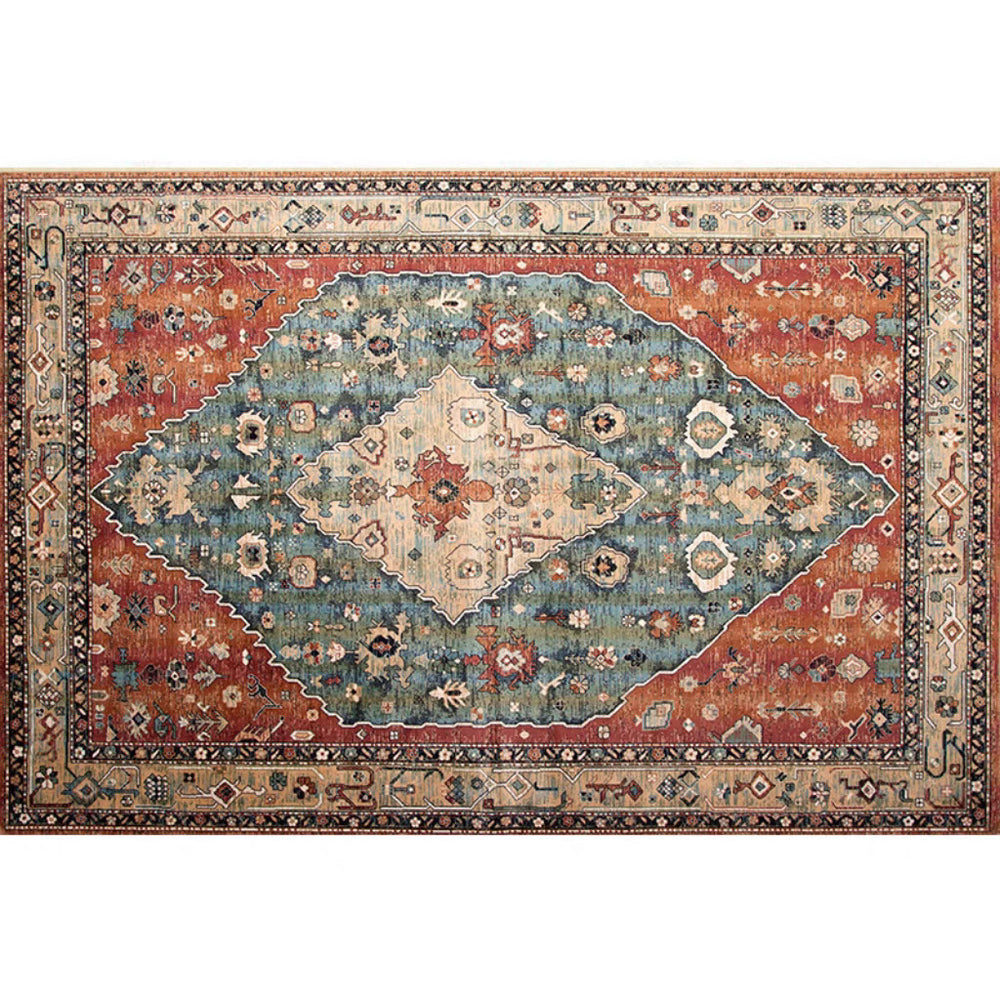 retro ethnic moroccan faux cashmere rug - durable, stain-resistant, perfect for living room coffee tables, bedroom bedside, and more