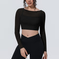 New arrival: solid color mesh double-layer breathable faux two-piece long sleeve casual activewear top for running, fitness, and yoga