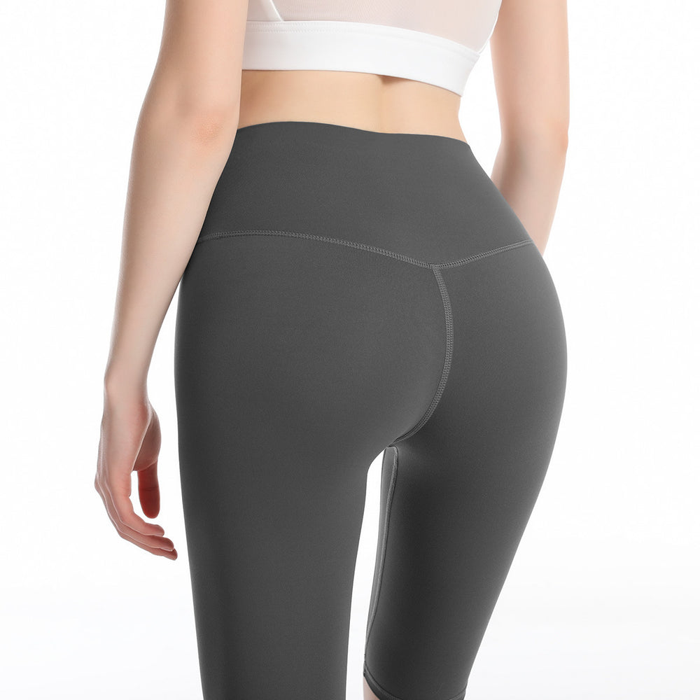 Big saleulu double-sided brocade brushed high elastic naked fitness pants high waist peach butt half length tight yoga shorts for women