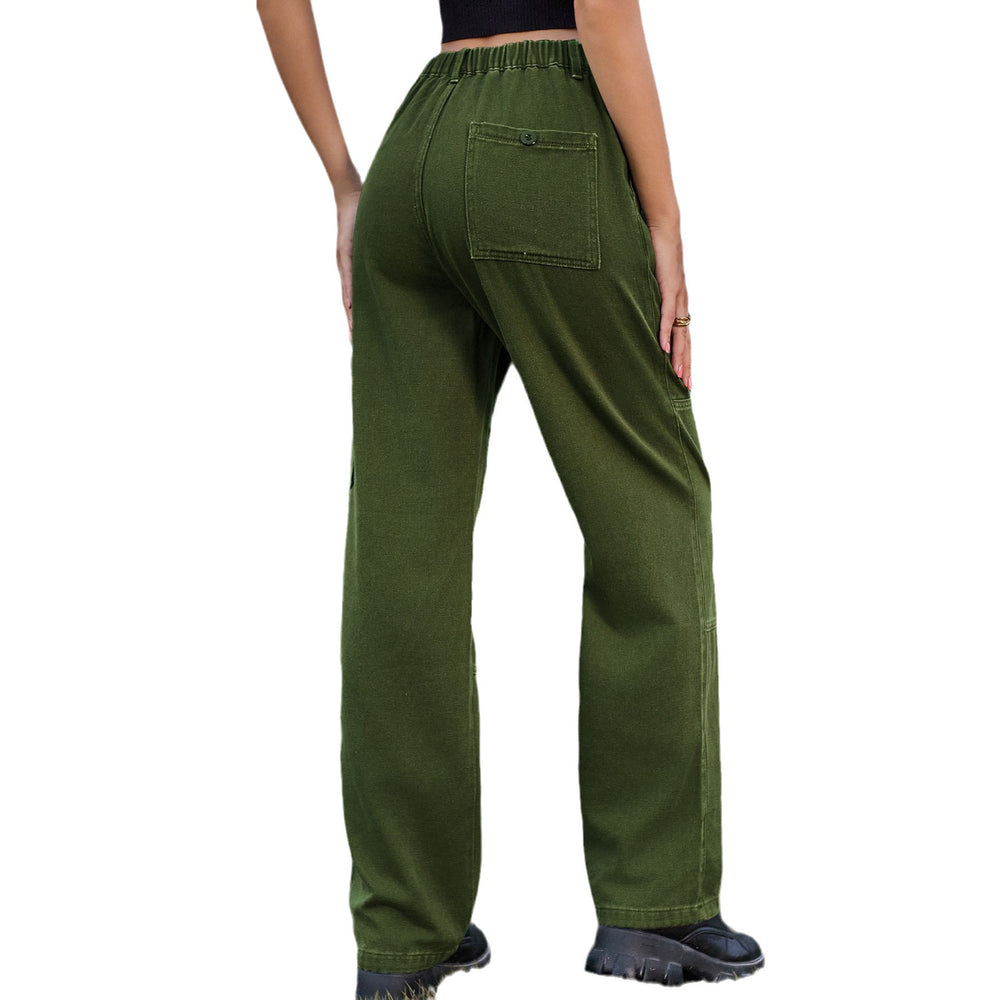 Fashionexport women's clothing cross-border independent station  new elastic waist denim workwear casual pants pants trend