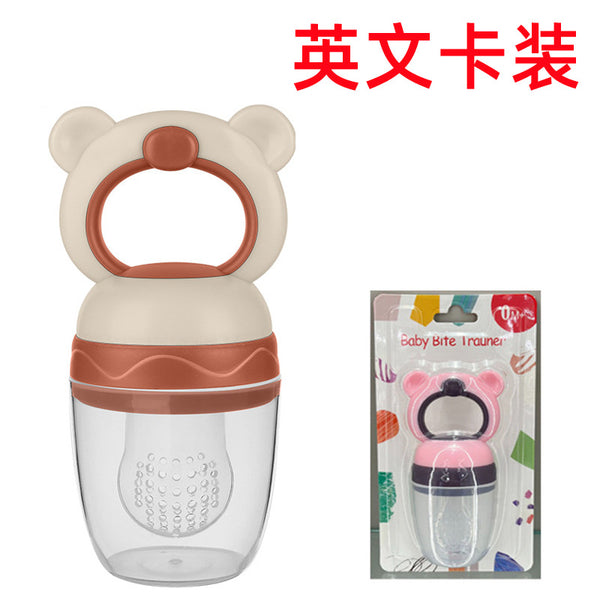 English card baby bite music fruit food supplement baby feeding food grade silicone food supplement tool fruit and vegetable music